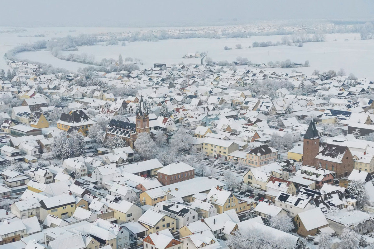 Winteridylle Luftaufnahme